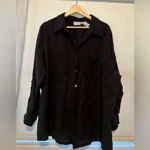 oversized waffle material woman’s button up shirt